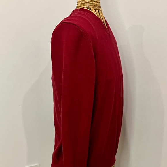 Men's V Neck Maroon Red Cotton Sweater By Express - NEW - Size Large - Picture 4 of 8